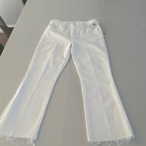 MOTHER White Hustler Ankle Fray Jeans - Clean Denim size 29 NWT